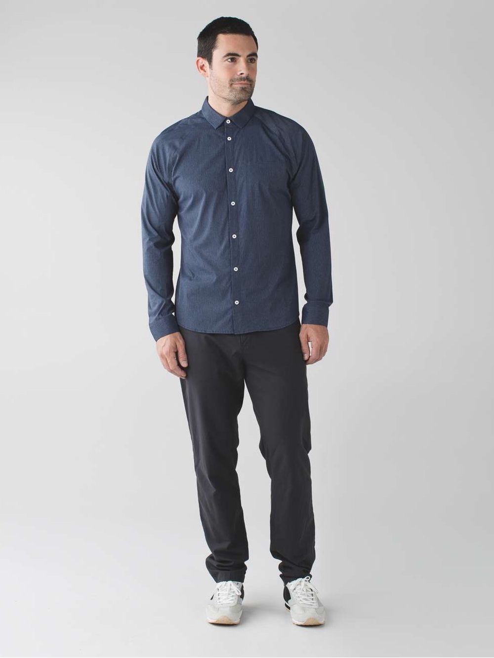 Lululemon Bonded Voyage Long Sleeve Button Down Heathered Deep Navy - M